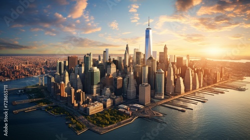 Aerial view of lower Manhattan New York City © Afaq
