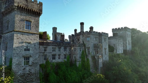 A picturesque castle at sunset. Lismore Castle in 4k photo