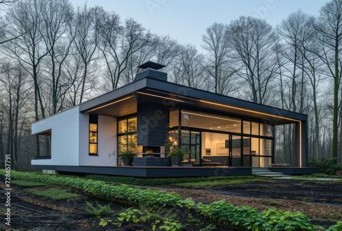 design of a modern house in the nature