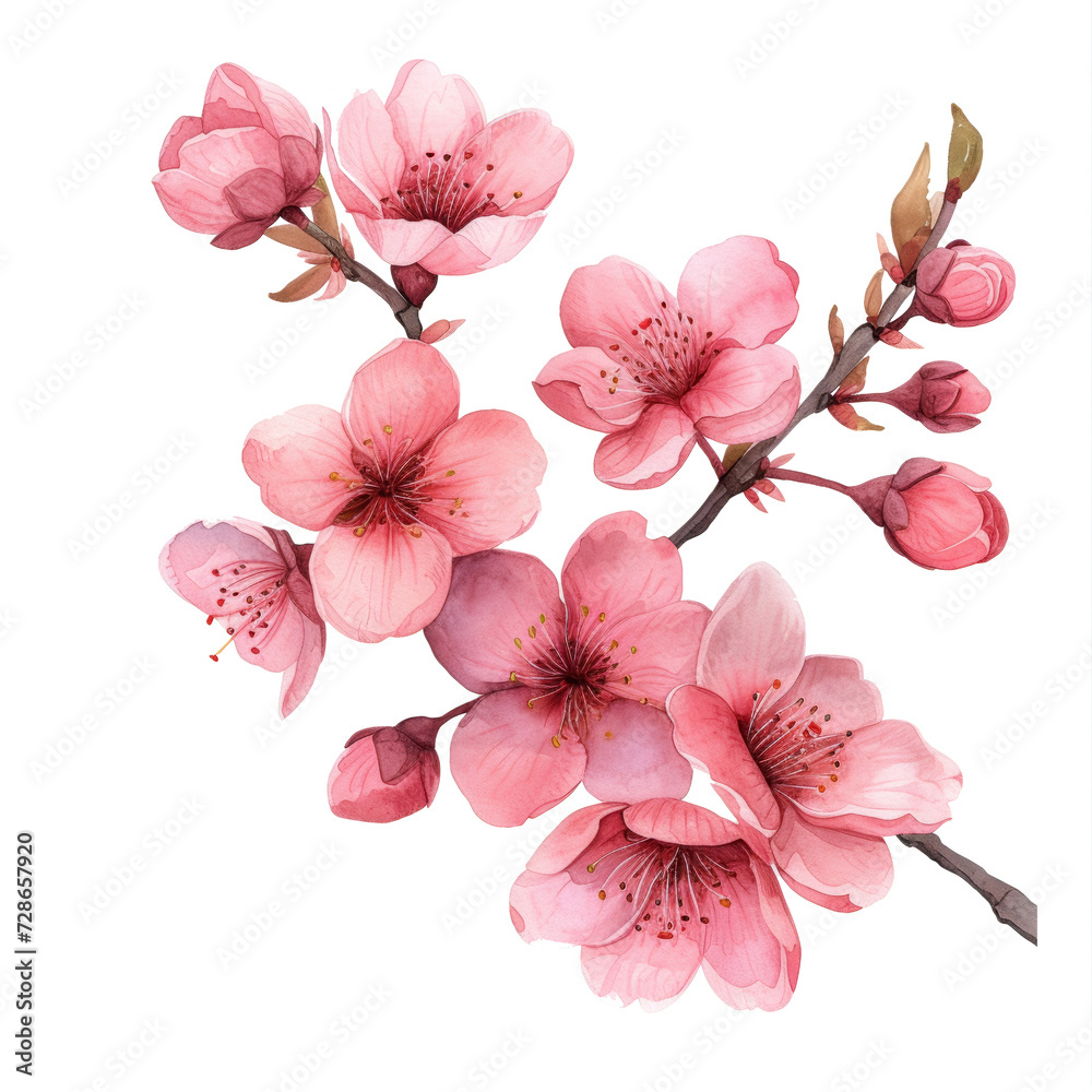 cute watercolor sakura flower isolated