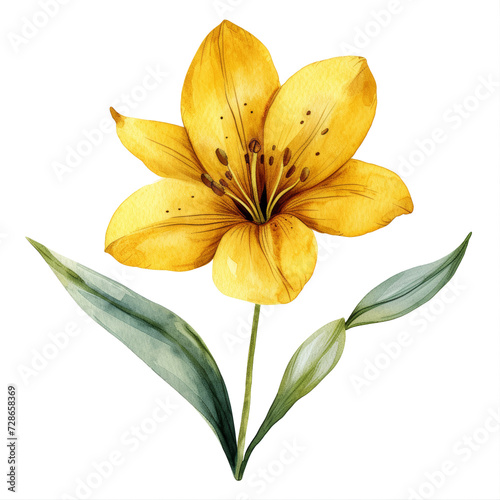 cute watercolor yellow flower isolated