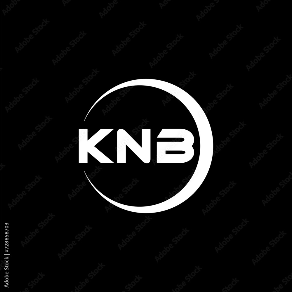 KNB letter logo design with black background in illustrator, cube logo, vector logo, modern alphabet font overlap style. calligraphy designs for logo, Poster, Invitation, etc.