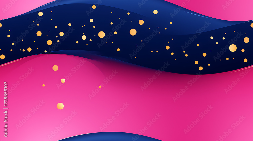 Naklejka premium golden pink background with golden lines on the edges and gold polka dots, in the style of soft pink and magic, sharp and angular - Seamless tile. Endless and repeat print.