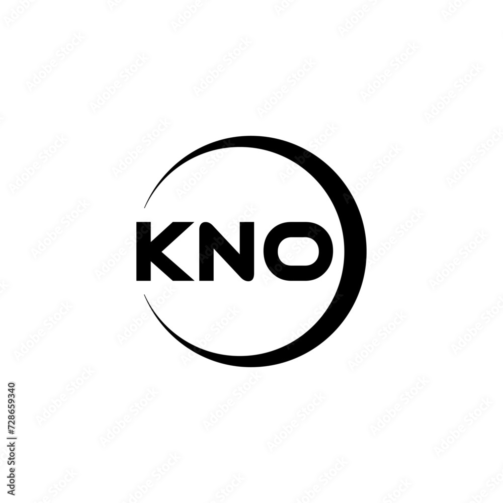 KNO letter logo design with white background in illustrator, cube logo, vector logo, modern alphabet font overlap style. calligraphy designs for logo, Poster, Invitation, etc. - obrazy, fototapety, plakaty 