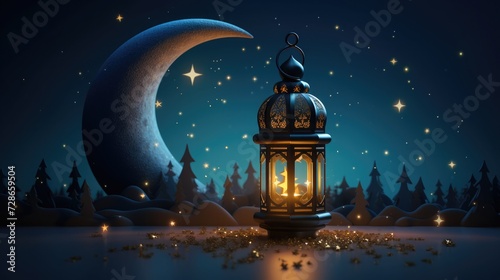 Islamic lantern with moon  islamic  ramadan background. lantern  moon  ramadan 
