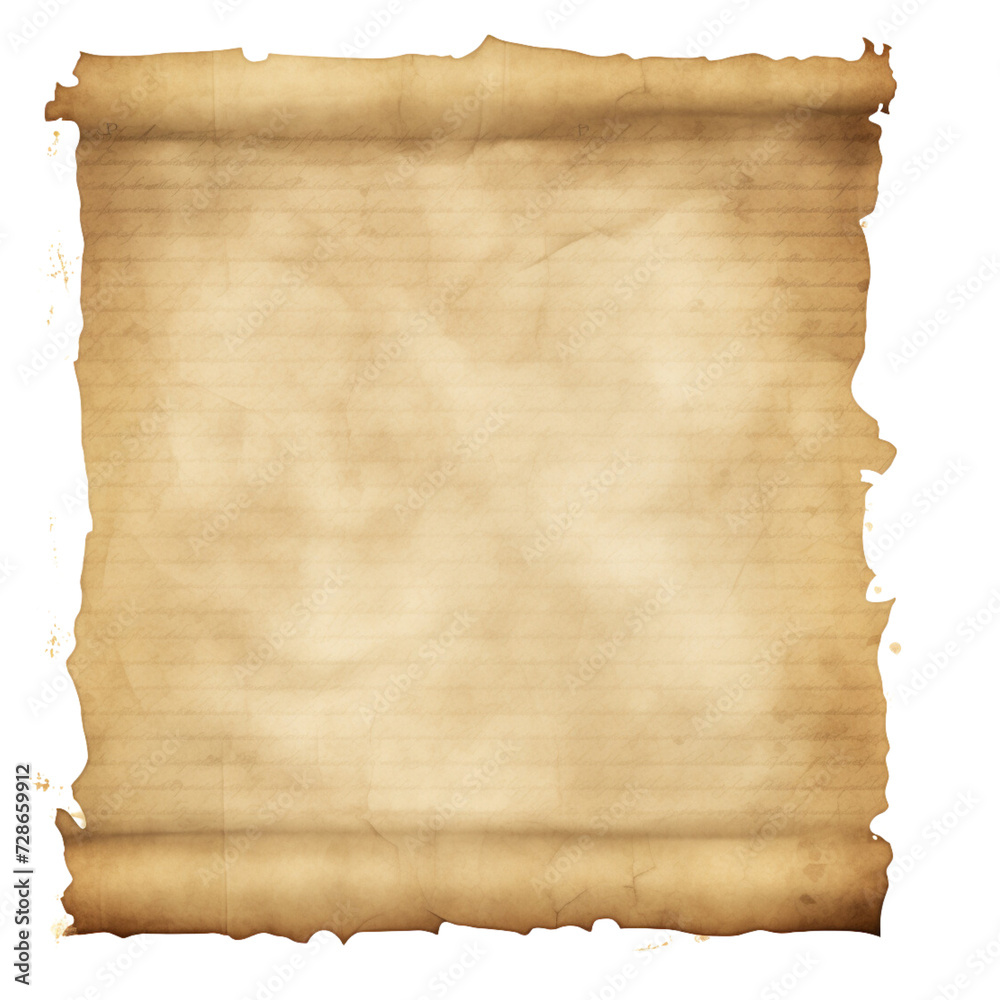 Blank old brown paper on transparent background
