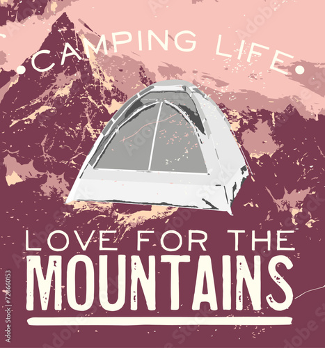 Camping mountain poster vector art (ID: 728660153)
