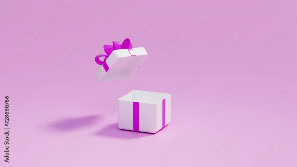 Gift box pops up and opens. 3d rendering animation. Gift give away, Mobile Marketing, earning prizes, bonus or rewards from store. online present or gift. Christmas, Valentine's Day holiday, birthday