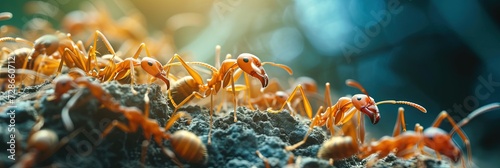 Closeup of an army of ants