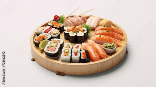 Japanese food on white background.Generative AI
