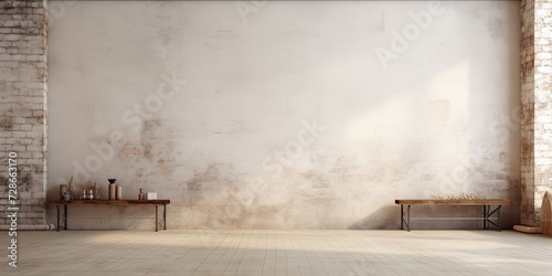 Loft interior background with industrial style featuring a blank wall mockup.