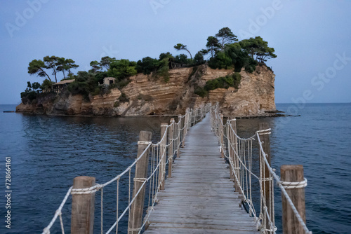 Cameo island in Greece..Cameo Wedding Island in Zakynthos, Greece. Greek island with wooden bridge.