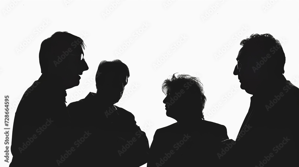 sillhouette politicians discussing on a white background. Group of Business Meeting. Business concept