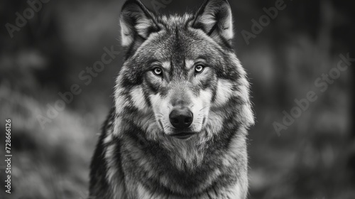 Wolve in nature, a black and white background