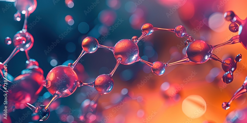 closeup image of molecules on a microbiological cellular level - obrazy, fototapety, plakaty 