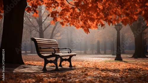 bench in autumn,, bench in autumn park background 8k vectors 