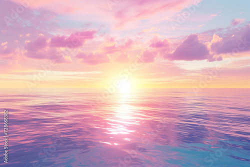 Tranquil Sunset Seascape  Soft Violet and Magenta Hues