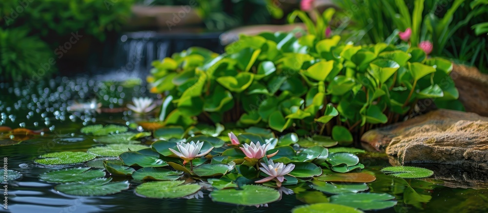 Aquatic plants in a flourishing pond. Attractive image for decoration. Aquatic plants in a flourishing pond. Attractive image for decoration.