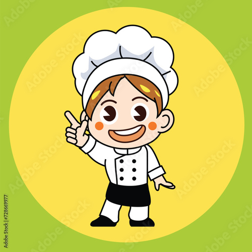 little chef SD cute character cartoon outline style. 