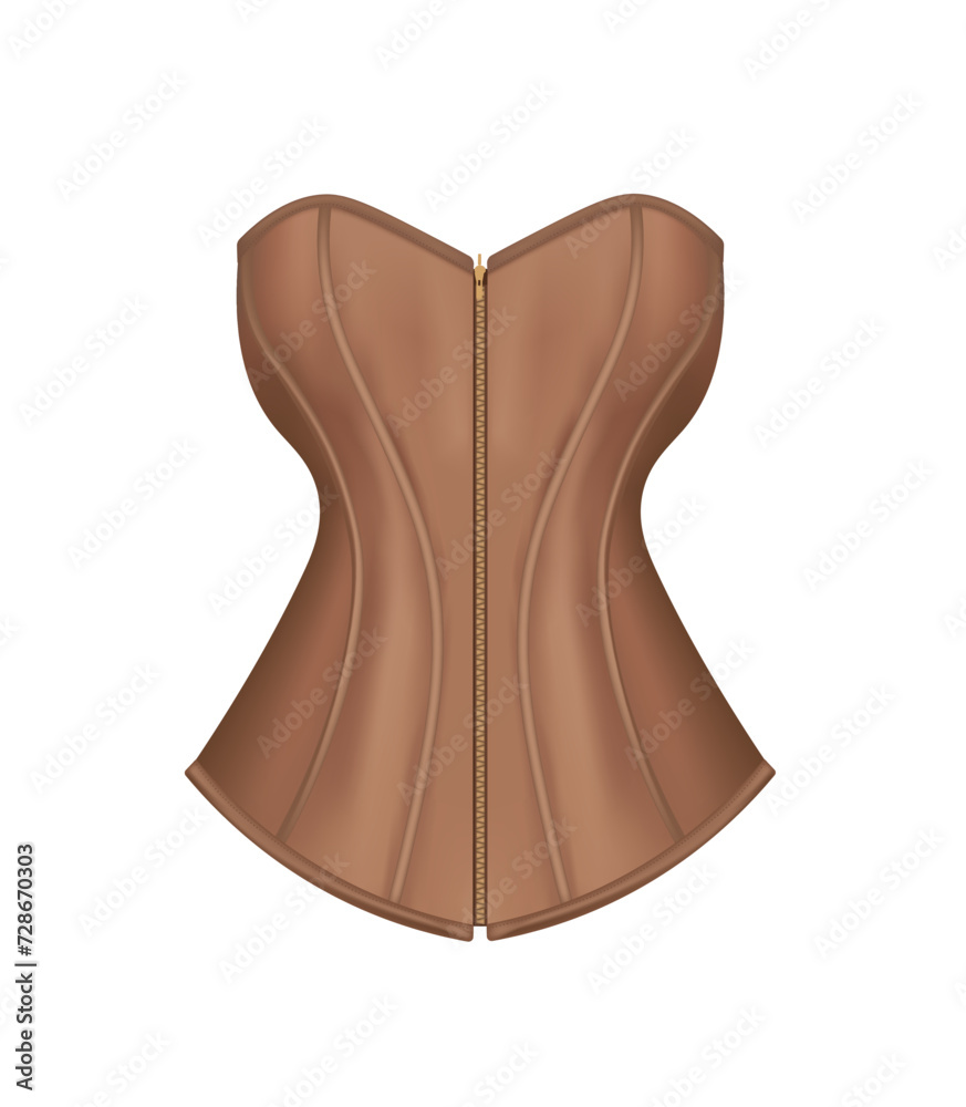 Fototapeta premium Brown woman corset, vector illustration