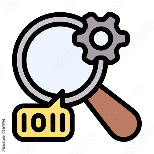 Analysis icon with flat color and outline style