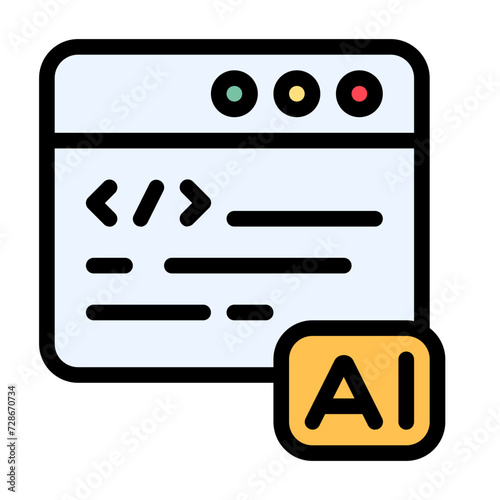 Chat GPT icon with flat color and outline style