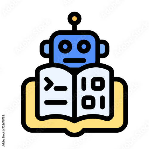 Biner icon with flat color and outline style