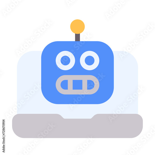 Laptop icon with flat color style