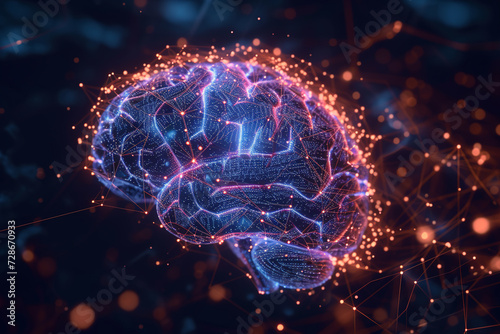 Futuristic virtual hologram brain for artificial intelligence concept