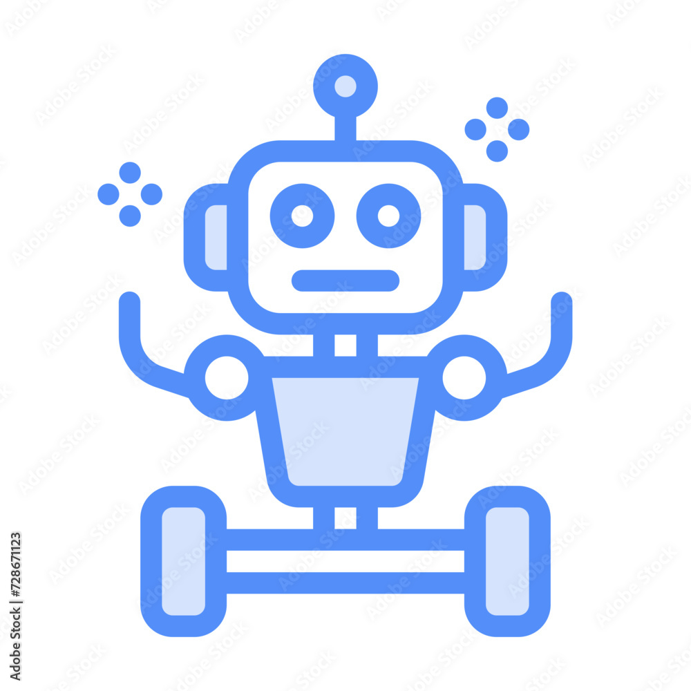 Robot icon with lineal color style