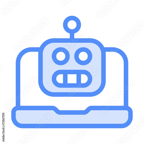 Laptop icon with lineal color style