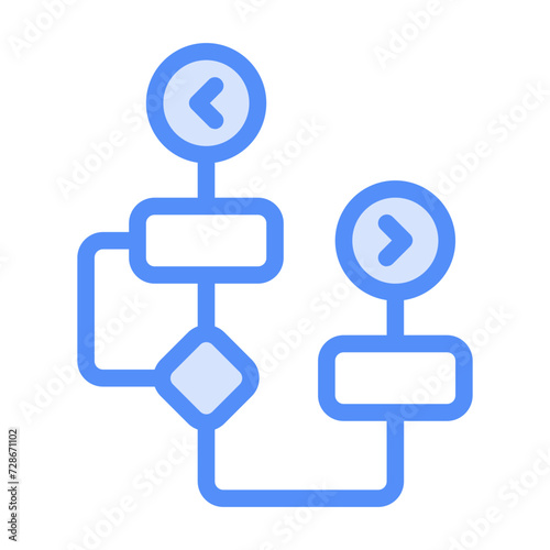 Flowchart icon with lineal color style