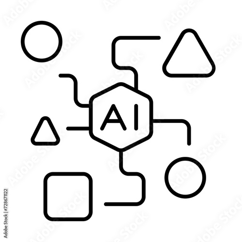 Artificial intelligence icon with thin line style