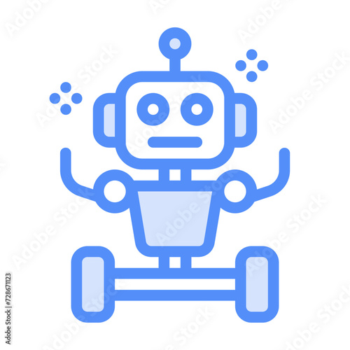 Robot icon with lineal color style