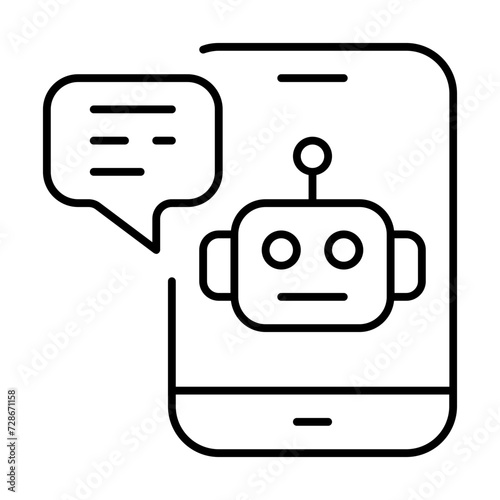 Bot icon with thin line style