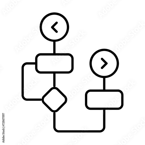 Flowchart icon with thin line style