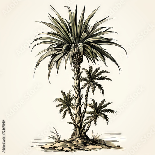 Vintage Hand-Drawn Illustration of a Yucca Plant
