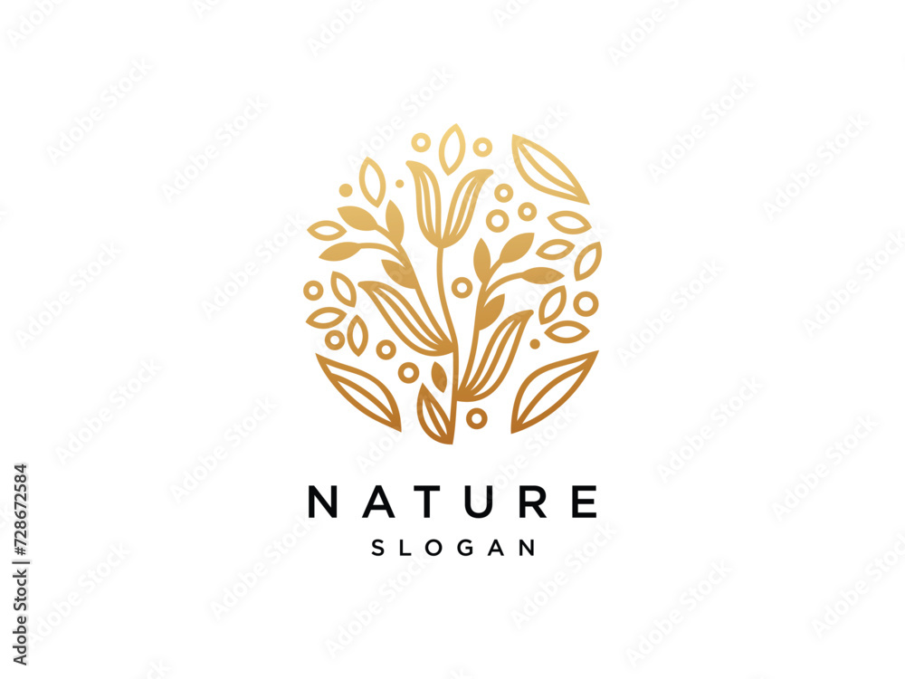 Obraz premium Linear vector tropical flower plant logo