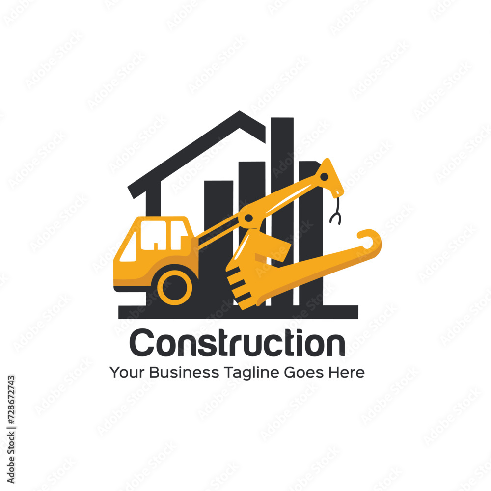 Flat design logo for construction company