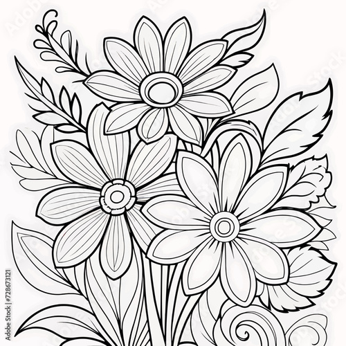 Luxury floral coloring book pages line art sketch