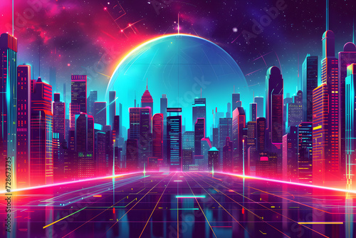 City of Luminescence  Futuristic Neon Lights Adorn the Skyline