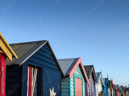 colorful beach huts in Australia photo