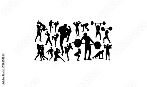 gym people silhouette images  gym people illustration vectors for logo designs 