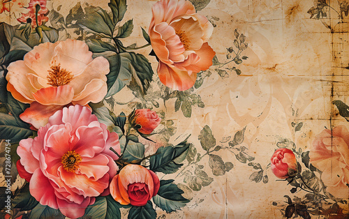 Vintage rustic floral wall art