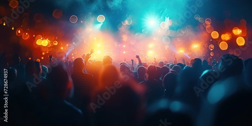 Blurry background at party in nightclub, Generative AI photo