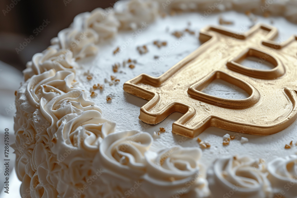 bitcoin sweet cake dessert edible, delicious cupcake with burning candle and golden bitcoin bitcoin sweet cake dessert edible, delicious cupcake with burning candle and golden bitcoin