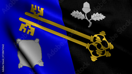 Surrey County Council flag. Waving Fabric Satin Texture Flag of Surrey County Council 3D Illustration. Real Texture Flag of the Surrey County Council the United Kingdom Banner Collection England, UK