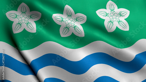 The Cumberland flag. Waving Fabric Satin Texture Flag of Cumberland 3D Illustration. Real Texture Flag of the Cumberland the United Kingdom Banner Collection England, UK