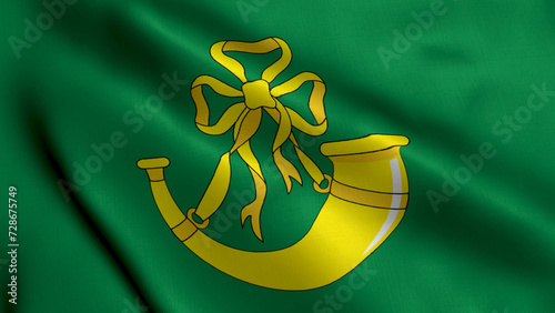 Huntingdonshire City Flag. Waving Fabric Satin Texture National Flag of Huntingdonshire 3D Illustration. Real Texture Flag of the Huntingdonshire the United Kingdom Banner Collection England, UK