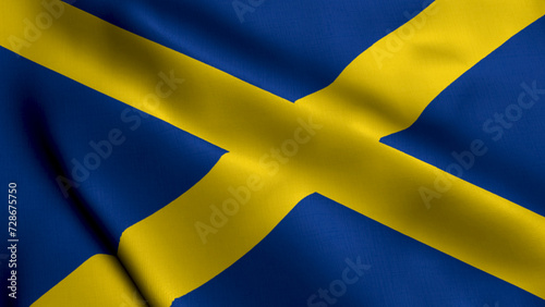 Mercia City Flag. Waving Fabric Satin Texture National Flag of Mercia 3D Illustration. Real Texture Flag of the Mercia the United Kingdom Banner Collection. High Detailed Flag Animation England, UK